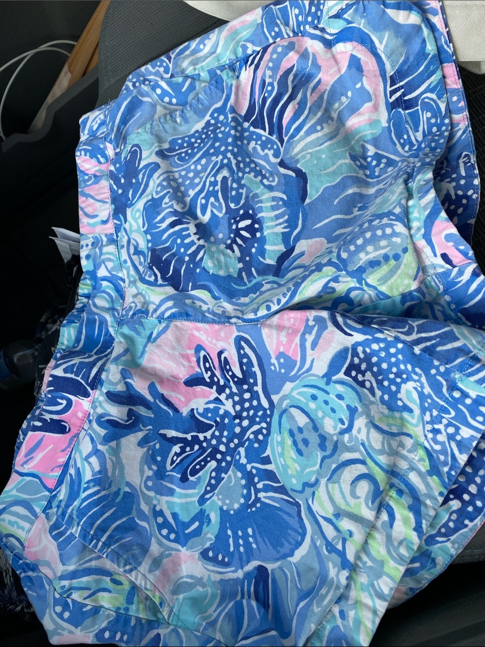 Lilly Pulitzer Shorts Blue Pink Coral Reef Print XS Elastic Waist Pockets